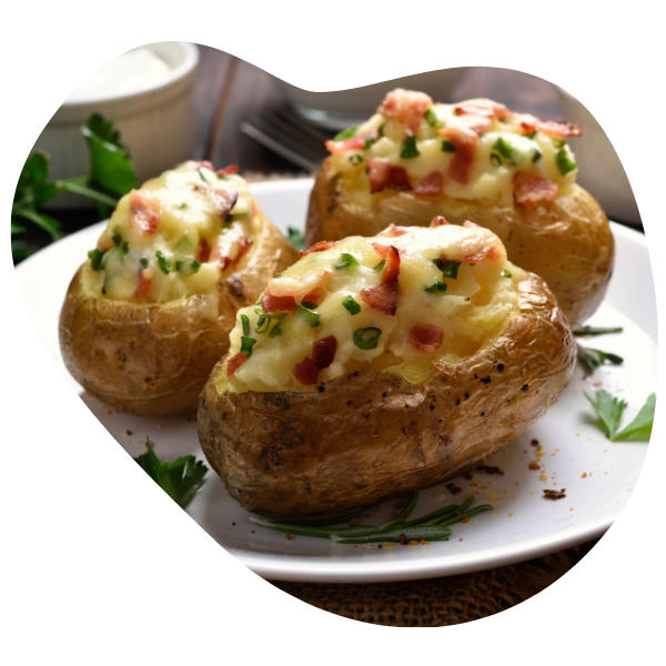 Batata Recheada Bacon e Requeijão Cremoso